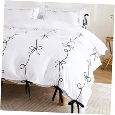 Black White Duvet Cover Set Black Bow Tie Bedding Set Super Soft Breathable