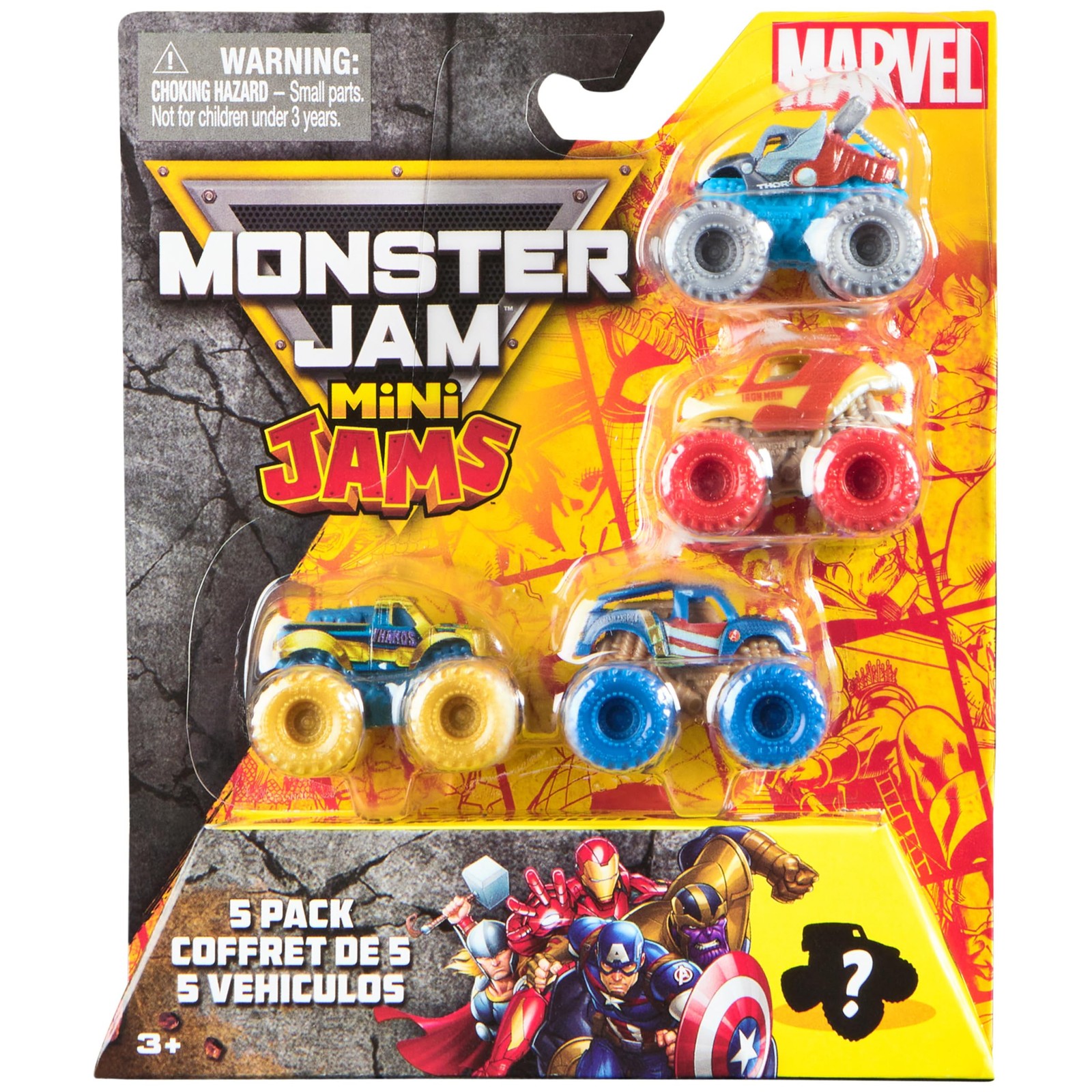 Monster Jam Marvel Official Mini 5-Pack with Mystery Collectible Monster Truck 5490₽