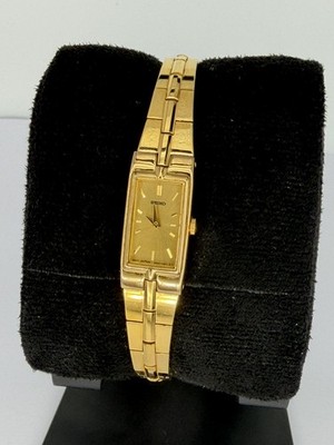 ladies seiko 2e20-7479 gold face dial Needs battery 6.25'' 12mm watch