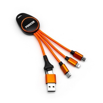 PONICOR 5 in 1 Multi Charging Cable, Short 5.5 x 1.3 x 0.4 inches, Orange 
