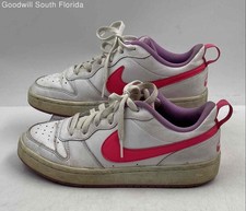 Authentic Nike Kids Court Borough Low 2 BQ5448 White Pink Sneaker Shoes Size 6Y