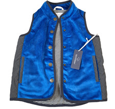 MerriMane Fleece Vest Royal Blue Gray Quilted Boys Size 5Y Soft Lined Snap Front