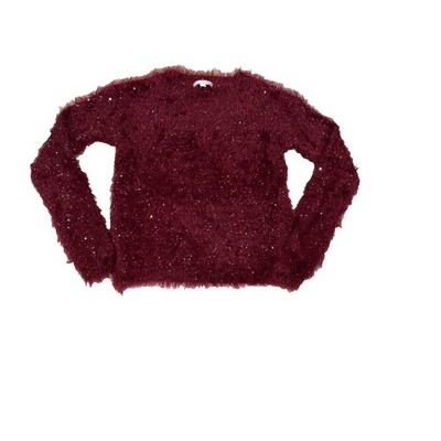 Gianni Bini Vtg 90 s Burgundy Sequin Feathery Crop Sweater Size Small