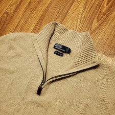 Vtg Polo Ralph Lauren Sweater Men XL Beige Half Zip Pullover Lambswool Casual