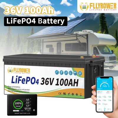 36V 100Ah Lithium LiFePO4 Golf Cart Batterie 200A BMS Akku+Monitor+Bluetooth EU
