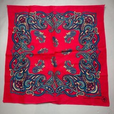 Vintage Red Paisley Bandana Crafted With Pride Western Cotton Scarf USA Made