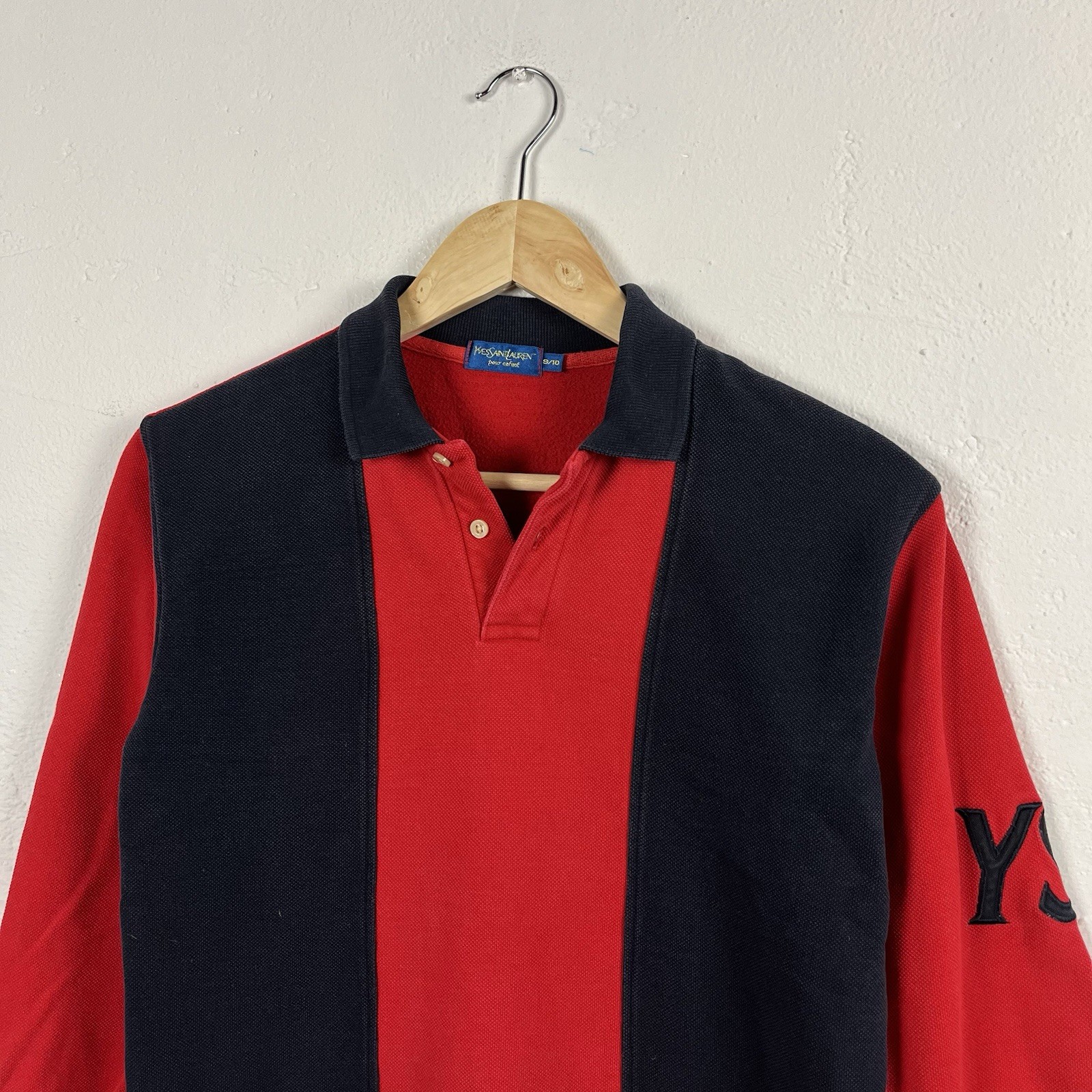 Polo rugby YSL yves Saint Laurent ragazzo età 9 10 vintage rosso blu
