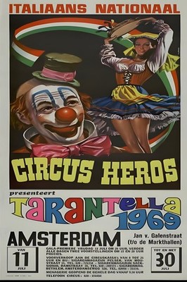   Circus Heros Poster - Amsterdam Tarantella 1969   - 24x36  - Retro Decor