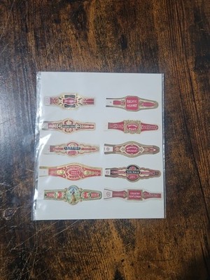 Cigar Labels samples sheet Mid Century Advertising Logos 10 examples Embosed 