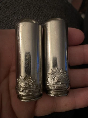 WW2 Trench Art,Australian Military Salt And Pepper Shell Set 1943 🔥🔥🔥🔥