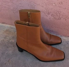 ATP Atelier Cognac Leather Women’s Sz37 All Tomorrow’s Ankle Boots Made in Italy
