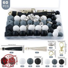 Sunrony 60 Mixed Tassels Silicone Beads Keychain Bracelet Pen