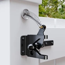 SANKEYTEW Gate Latch with Spring Cable Pull for Fence - Carbon Black 