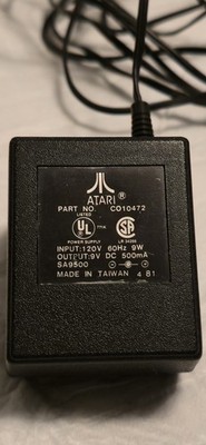 Original Atari 2600 Power Supply C010472 OEM 9V 500mA Long Cable Tested Working