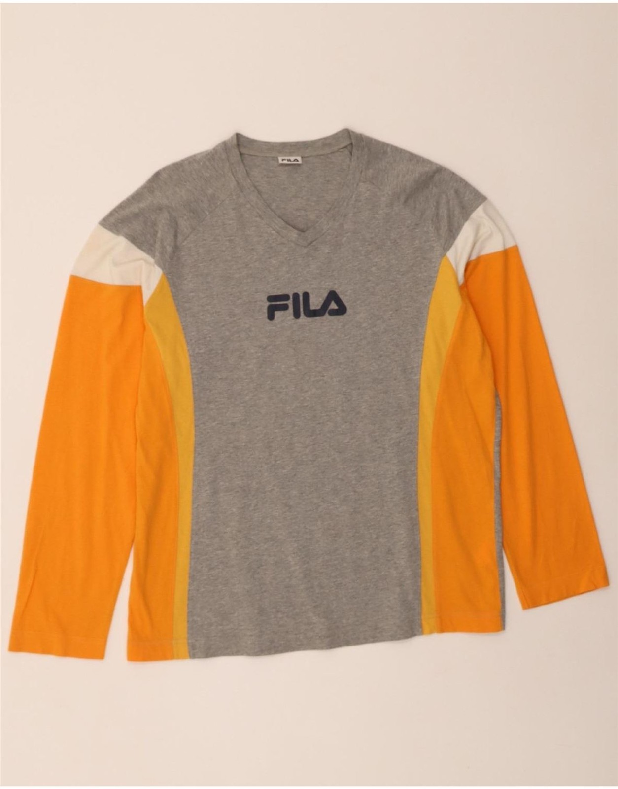 Top uomo FILA manica lunga piccolo grigio colorblock cotone AW09