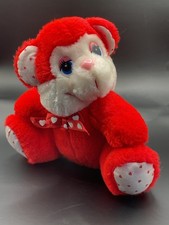 Red Vintage Valentine Teddy Bear Plush Red Bow-Tie Hearts 7  
