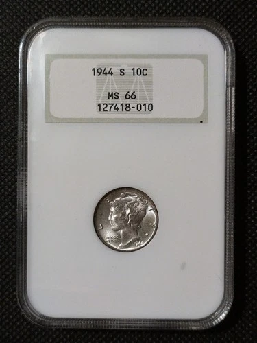 1944 S Mercury Dime NGC MS66 Old Generation 3 Fatty Holder