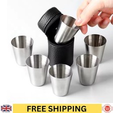 Stainless Steel Shot Cups 6pc Compact Stirrup Inspired Travel Tumblers Barware 