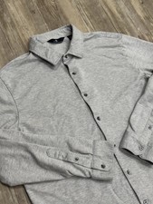Hart Schaffner Marx SOFT WOVEN COTTON Long Sleeve Button Down Shirt Size XL Gray