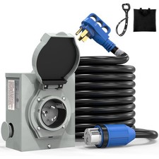50 Amp Generator Cord and Power Inlet Box Pre-Drilled 20 FT, 4 Prong 125V/250V