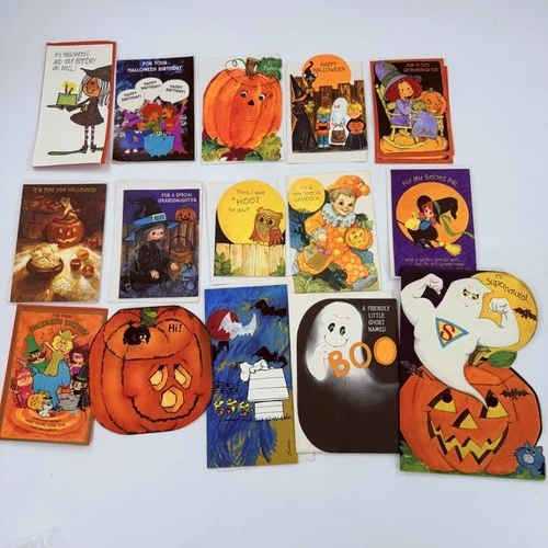 Lot Of 15 Vtg 60s 70s Ambassador Halloween Greeting Cards NOS (010)