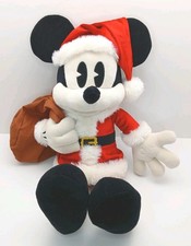 Disney Store Santa Mickey Mouse Plush 17" Present Sack Retro Toy Holiday