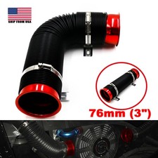 Universal 3 Flexible Car Cold Air Intake Hose Filter Pipe Telescopic Tube Red