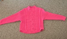 Cat  Jack Girls Cable Knit Pullover Sweater Pink Crew Neck Size S 6/6X 