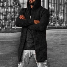 Cardigan Sweater Plain Knitted Open Winter Coats Long Sleeve Jacket Outwear Mens