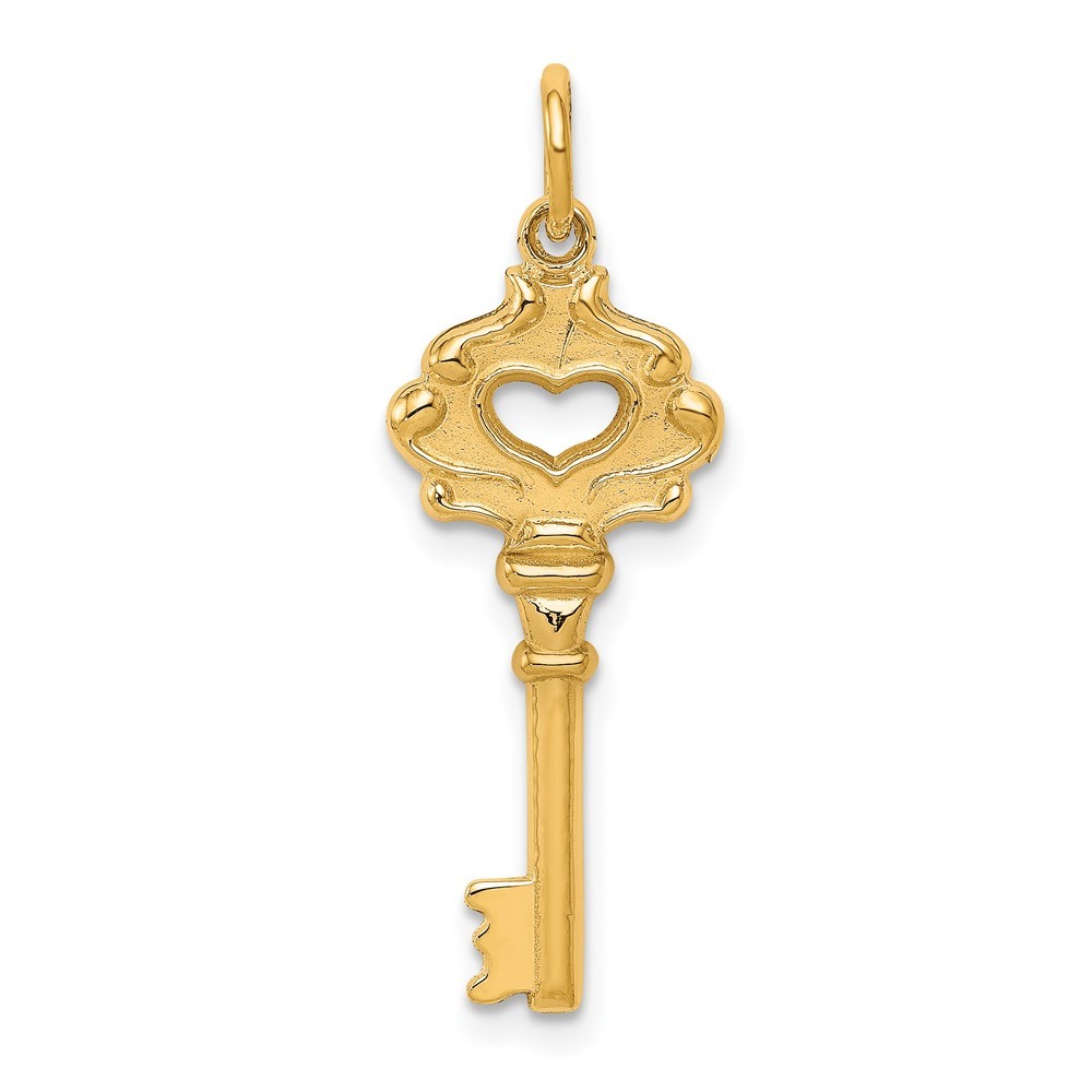 10K Yellow Gold Solid Key Charm Pendant 0.96gm L-15 mm, W-10 mm