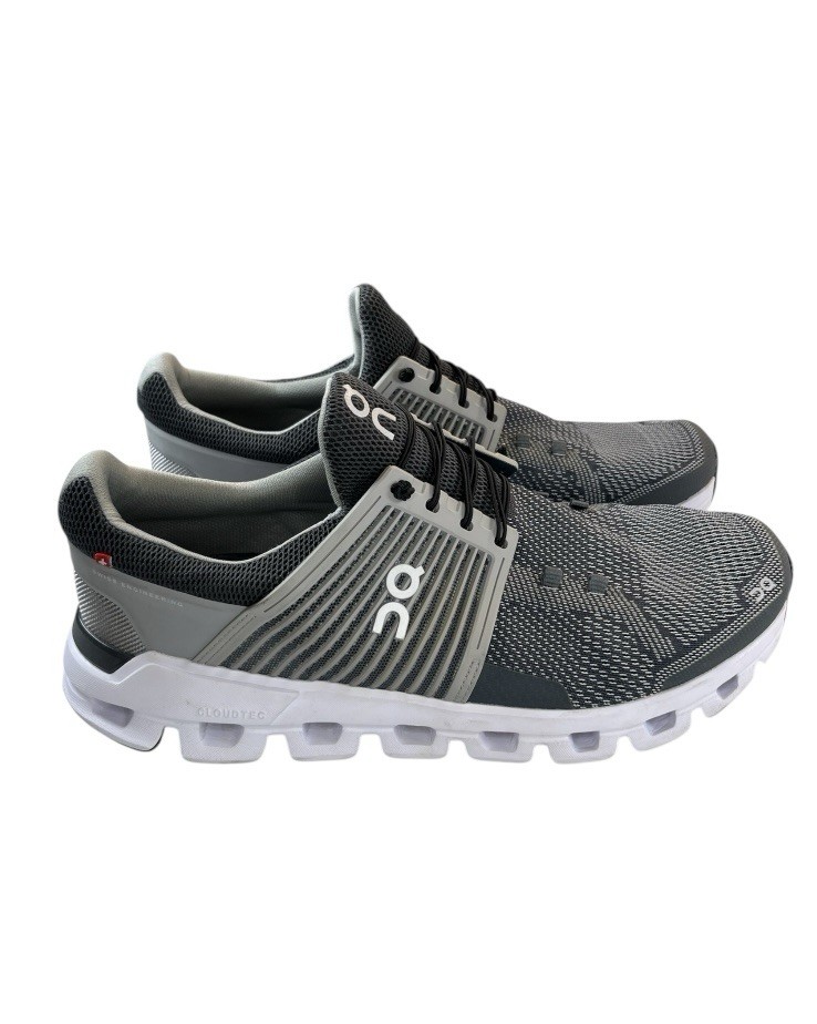 On Cloud Gray White Black Solid Mesh Running Snea… - image 3