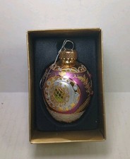 Vintage Blown Glass Embellished Jeweled Egg Christmas Ornament
