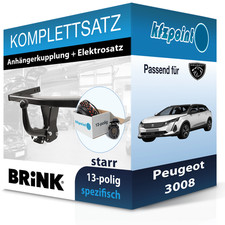 Für Peugeot 3008 05.2016-jetzt BRINK Anhängerkupplung starr + 13polig E-Satz FP