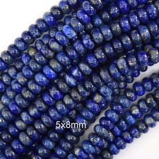 5x8mm natural blue lapis lazuli rondelle button beads 15" strand