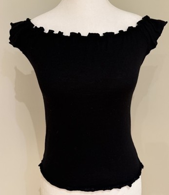 Authentic Gucci Vintage 90s Women s Black Lettuce Edge Wool Tank Top Size M