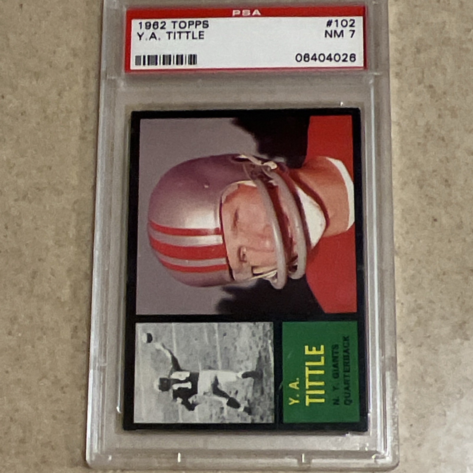 1962 Topps Set Break Y.A. Tittle #102 PSA 7 New York Giants NFL Football