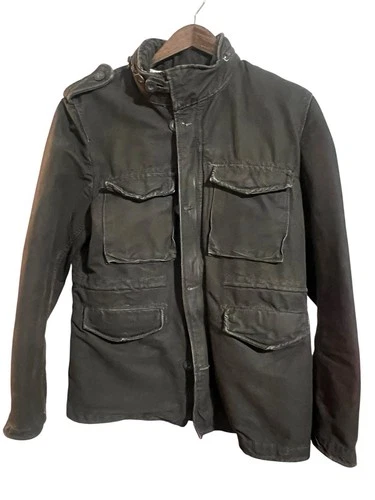 Desigual Jacket Coat Four Pocket Distressed Hooded Men Size Small Brown - product listing photo