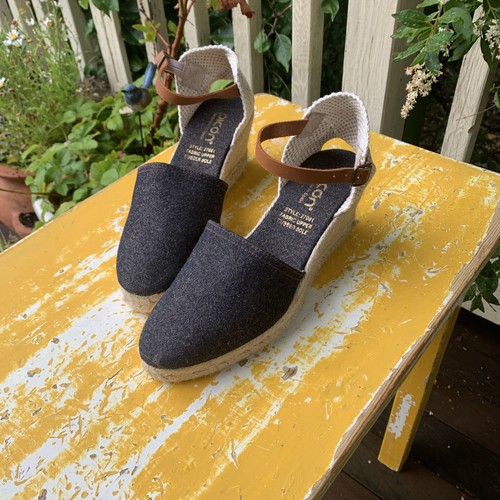 Calzados Picon Wedge Espadrille Blue Sevilla Sandal Made In Spain Buckle EU 38 - Picture 2 of 19