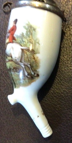 Tazón de porcelana y pipa de madera Fox Hunt Checoslovaquia - Imagen 6 de 11