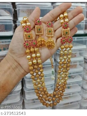 South Indian Bollywood Gold Plated Kundan Necklace Earrings Traditional Jewelry