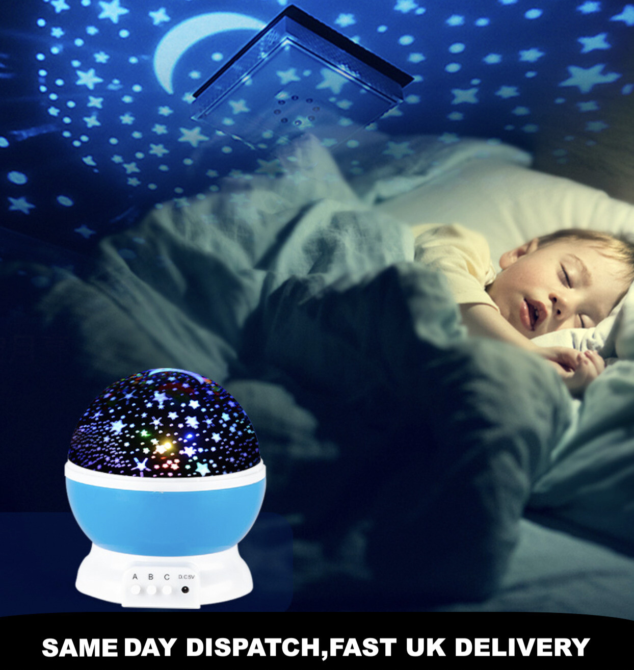 Projector Starry Night Light Star Sky Moon Lamp Kids Baby Bedroom Light