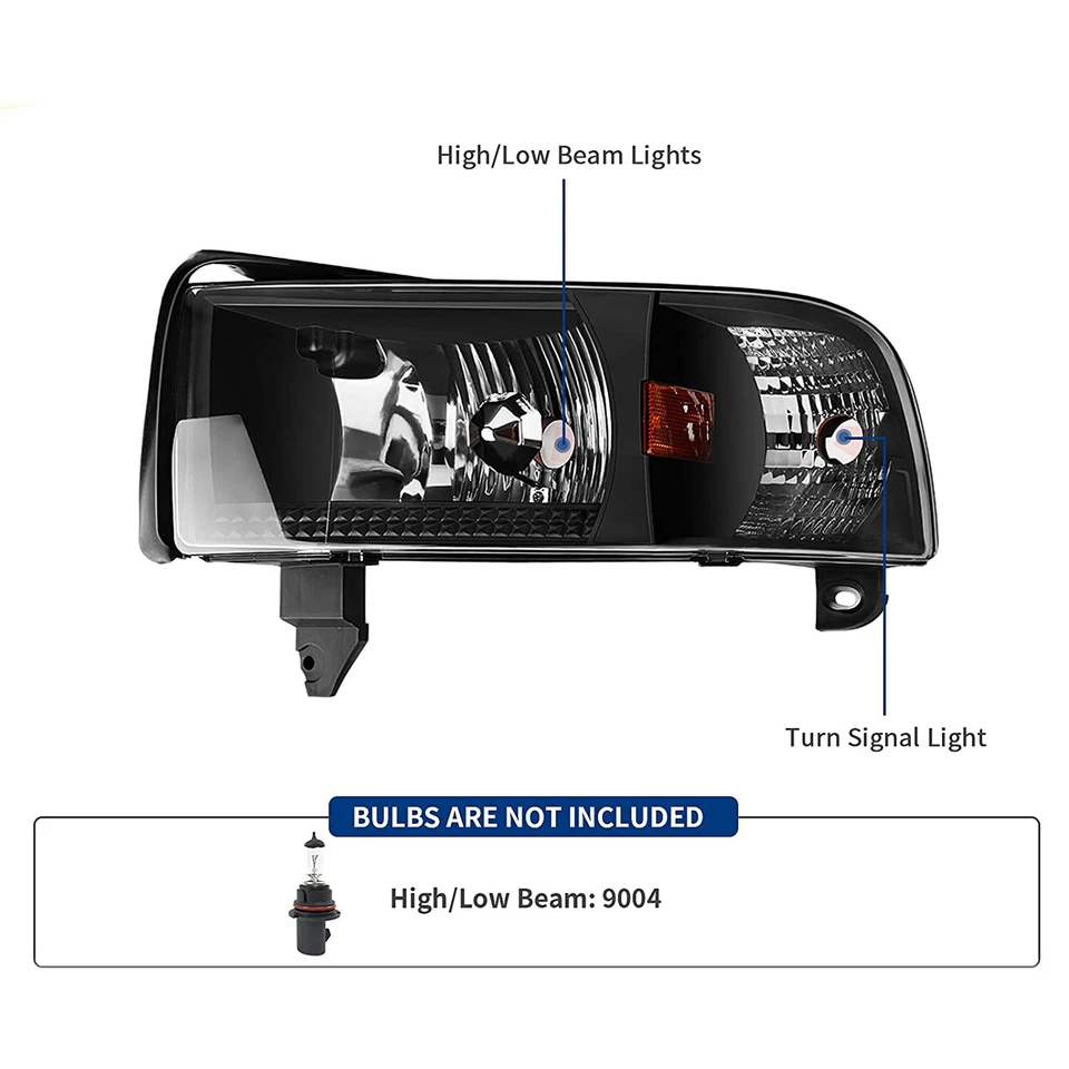 Conjunto de repuesto faros delanteros para 94-02 Dodge Ram 1500 2500 3500 Foto 2 de 4