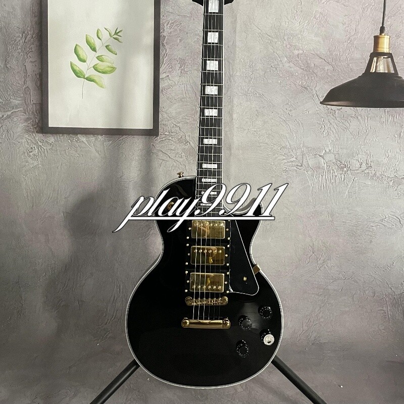 Factory LP Black Beauty Electric Guitar 3H Pickup Gold Hardware Black Pick Guard