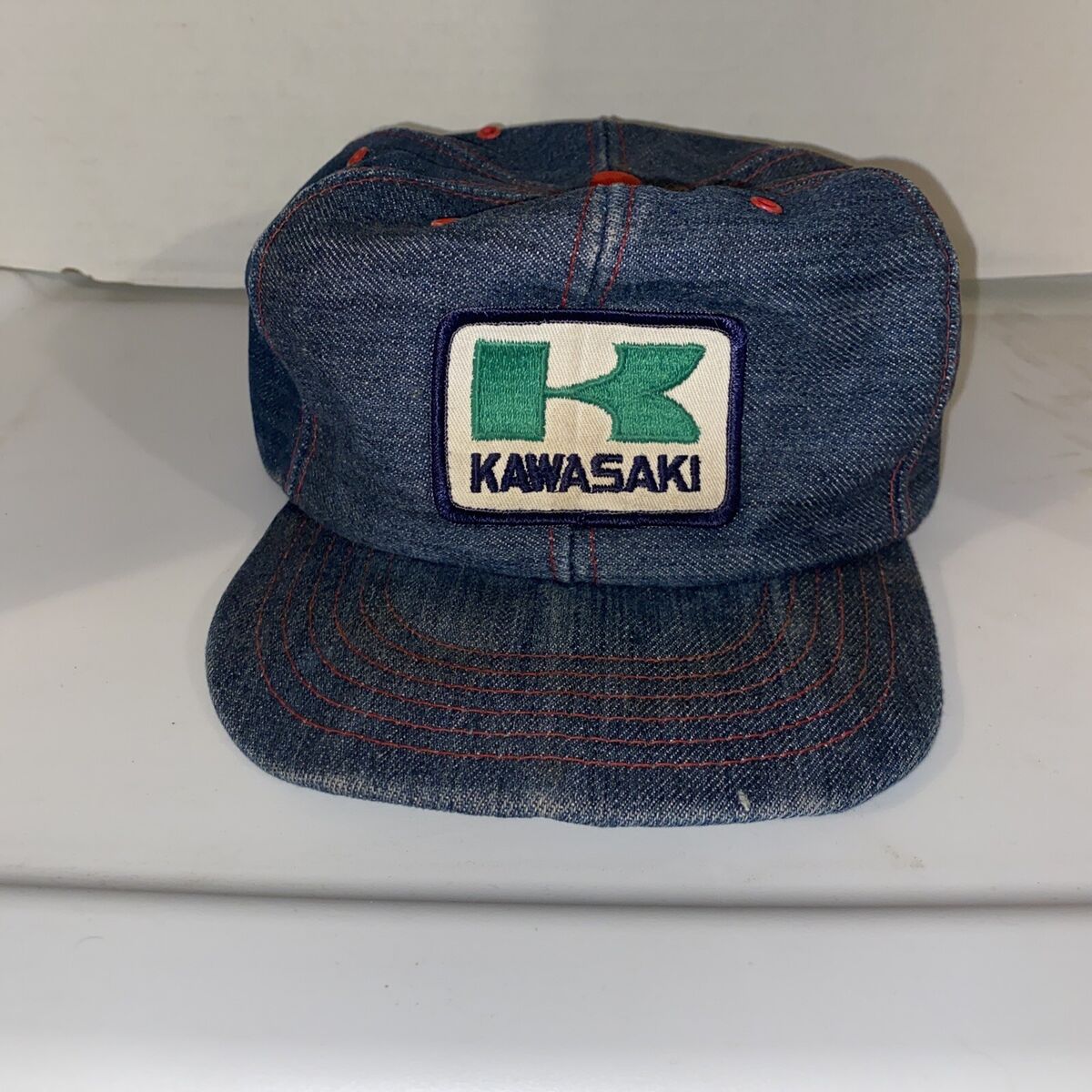 KAWASAKI Motorcycles Vintage 80s Jean Trucker Hat Old School KAWASAKI Motorcycles Vintage 80s Jean Trucker Hat Old School