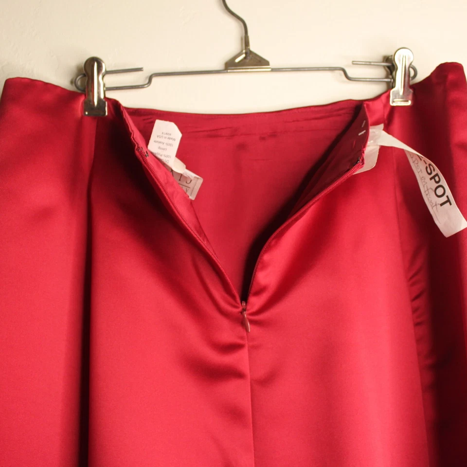 Falda roja vintage After Six 100 % poliéster talla 14 hecha en EE. UU. Foto 4 de 4