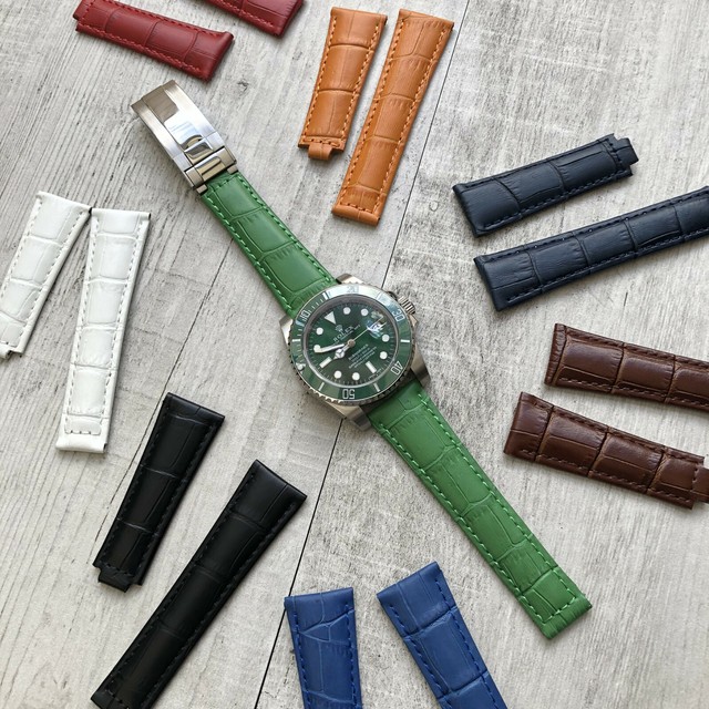 Genuine Rolex Daytona Strap Band Alligator Leather Black 20 X 16 Mm Size L For - Genuine Rolex Leather Watch Straps Genuine Rolex Daytona Strap Band Alligator Leather Black 20 X 16 Mm Size L For - Genuine Rolex Leather Watch Straps