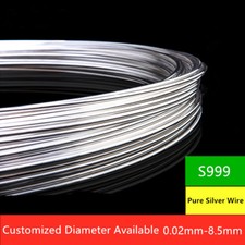 1Meter 99.99 Pure Silver Round Wire Dead Soft Craft  Jewellery Wire 8Ga - 18Ga