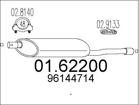 Silencieux arrière Daewoo Espero 1.5 16V pot echappement Aranos 1.8