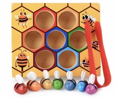 Beehive Color Matching Game, Wooden, Fine Motor, Toddler, Educational,