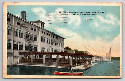O-Wash-Ta-Nong Club Reeds Lake Grand Rapids Michigan 1918 Postcard